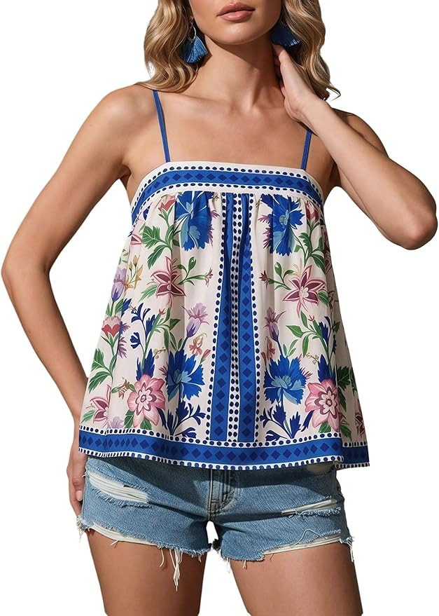 SOLY HUX Women's Tropical Floral Print Cami Top Spaghetti Strap Boho Vacation Summer Tops Camisol... | Amazon (US)