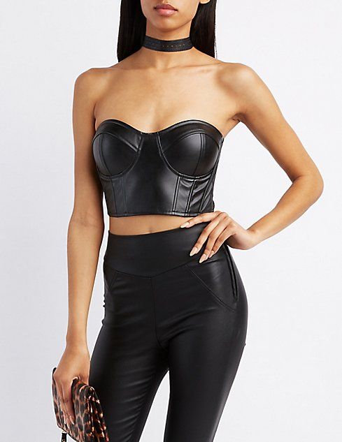 Faux Leather Bustier Crop Top | Charlotte Russe