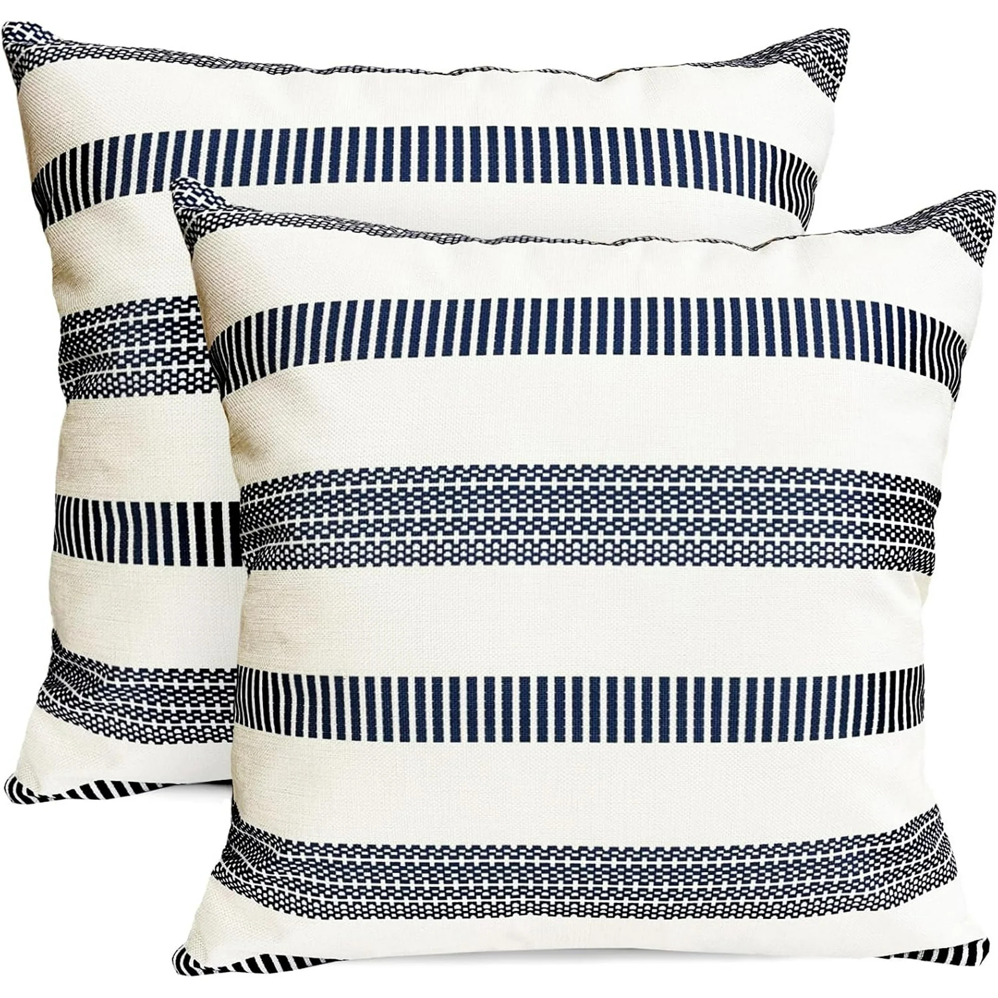 Decorative Throw Pillow Covers Set of 2 Blue Boho Striped Pillow Covers 18x18 Inch Throw Pillow C... | Walmart (CA)