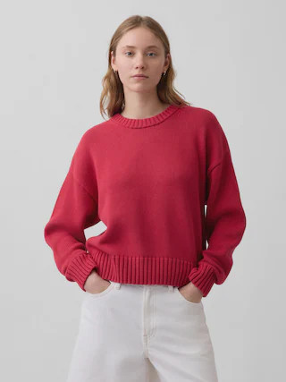 100% Cotton Oversized Crop Sweater | Gap (US)