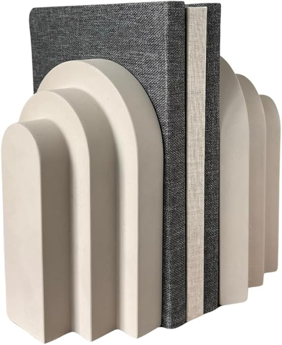OAKOA Concrete Heavy Book Ends Decorative - Decorative Bookends for Heavy Books - Book Ends for S... | Amazon (US)