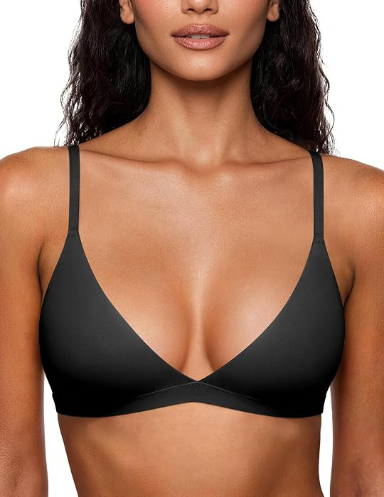 Triangle Bralette for Women, Unlined Wireless Plunge Bra Pullover | Amazon (US)