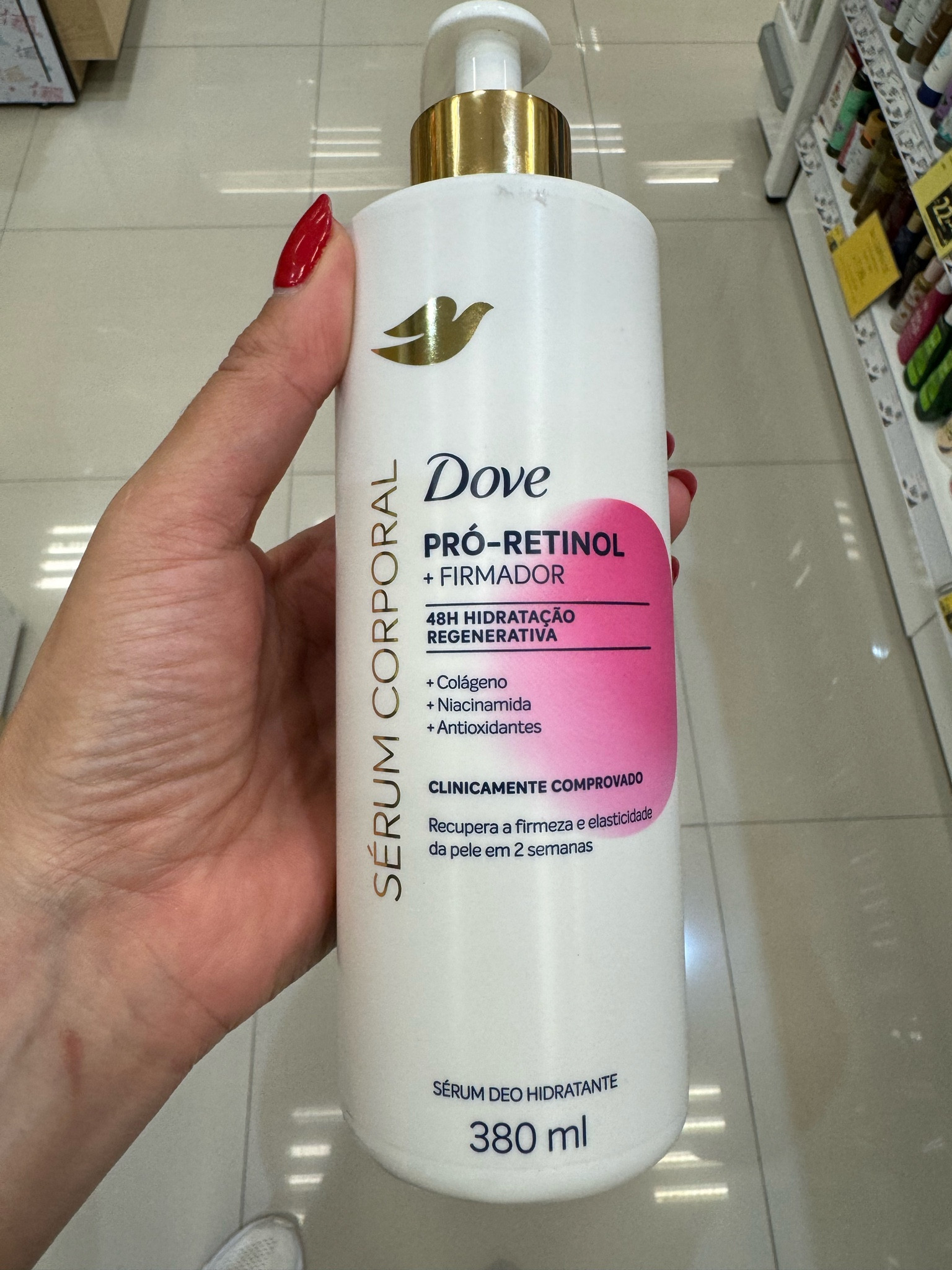 Novidade na área: Dove Pró-Retinol + Firmador para o corpo. 
É um sérum hidratante corporal com efeito firmador que atua além da hidratação. Promete 48 h de hidratação.
Agora temos Dove da cabeça aos pés. 

#LTKwinter #LTKbrasil #LTKbeauty