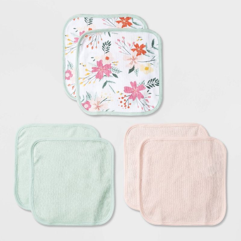 Baby Girls' 6pk Floral Meadow Washcloth Set - Cloud Island™ Pink | Target
