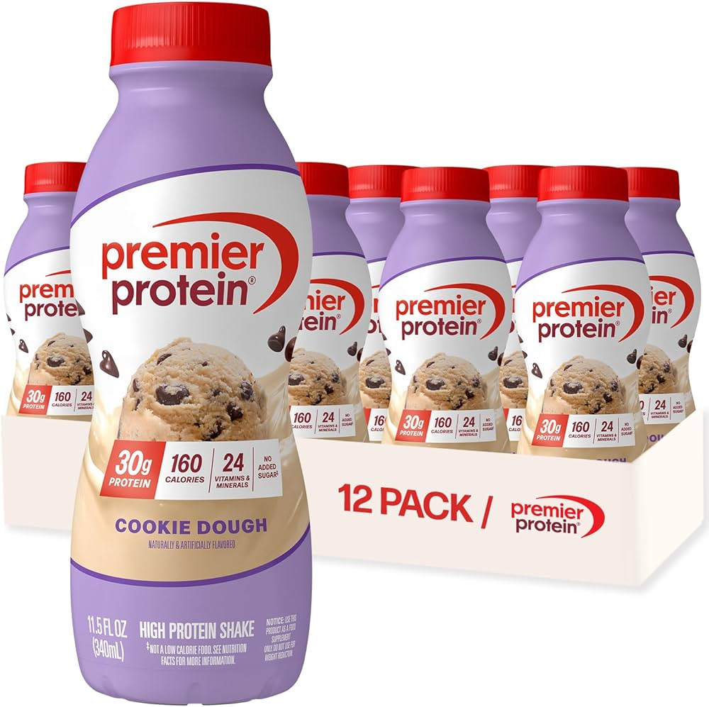 Premier Protein Shake, Cookie Dough, 30g Protein, No Added Sugar, 24 Vitamins & Minerals to Suppo... | Amazon (US)