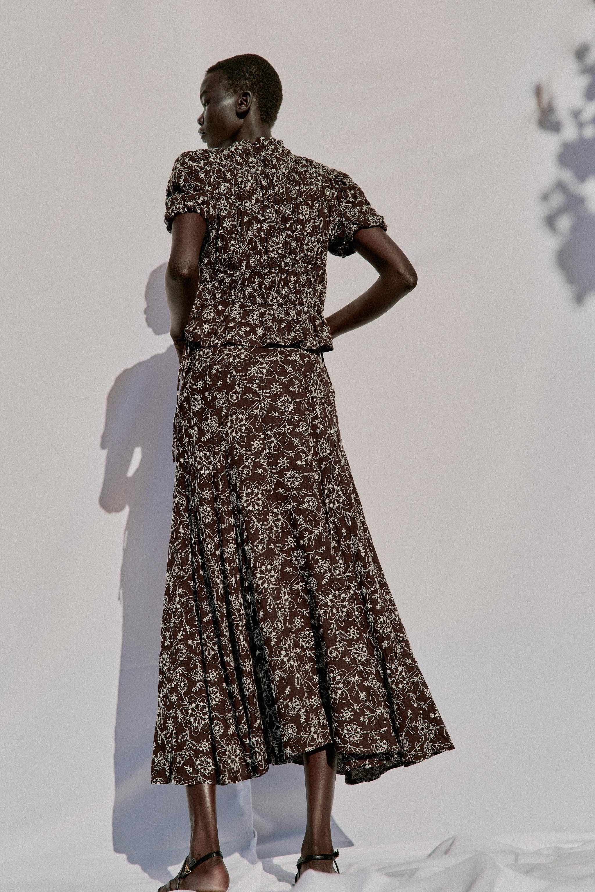 EMBROIDERED MIDI SKIRT | Zara US