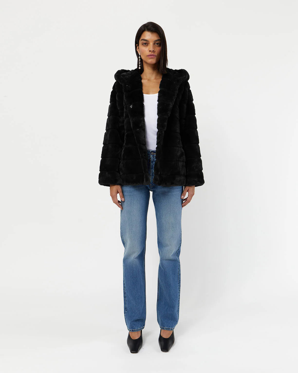 Goldie Faux Fur Coat Noir | Apparis