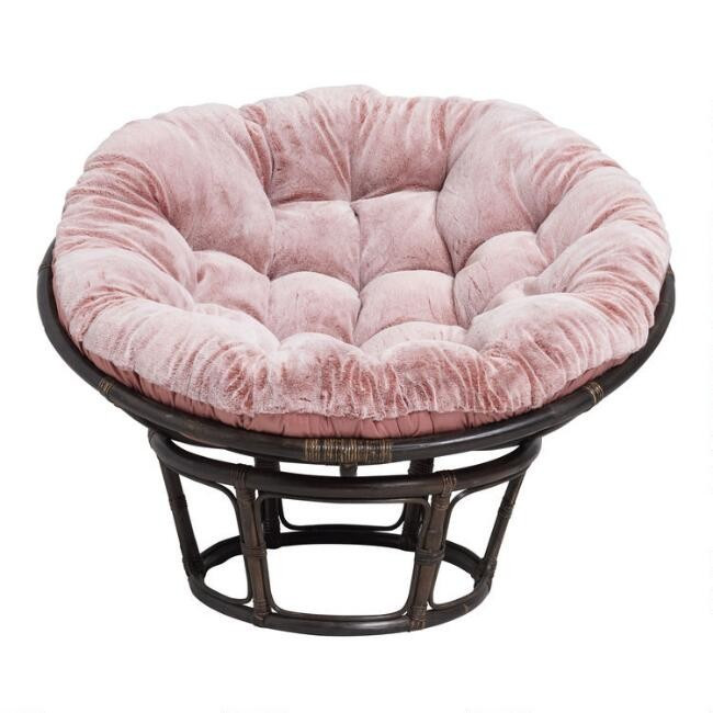 Dusty Rose Faux Fur Papasan Chair Cushion | World Market