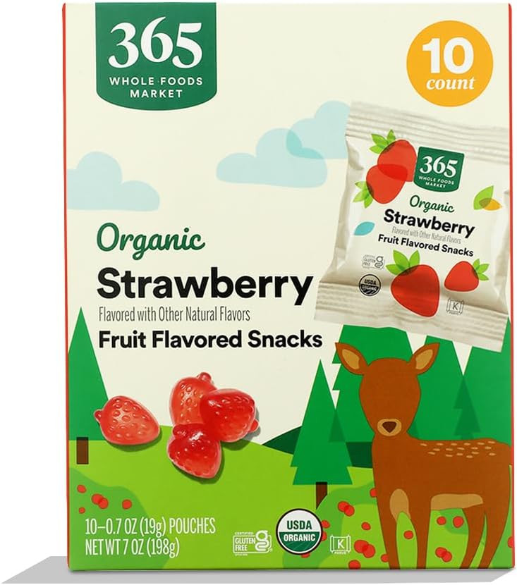 365 by Whole Foods Market Organic Strawberry Fruit Snacks 10ct, 0.7 OZ | Amazon (US)