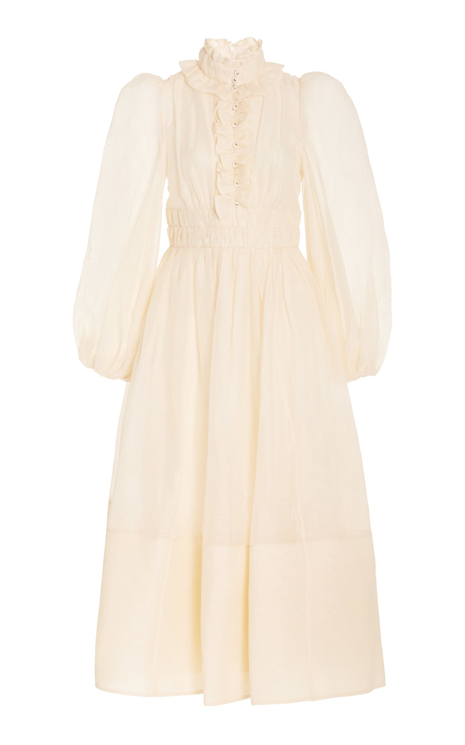 Botanica Ruffled Linen-Silk Maxi Dress | Moda Operandi (Global)