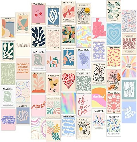 Danish Pastel Room Decor Aesthetic, 50pcs Aesthetic Wall Decor for Bedroom, Danish Pastel Wall Co... | Amazon (US)