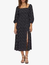 Lindsey Square Neck Dress Wildflower Black | Sanctuary Clothing