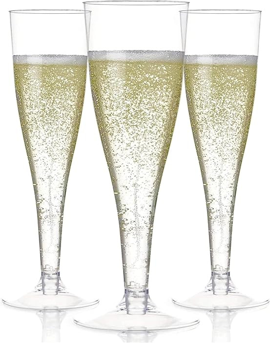 Prestee Set of 24 Clear Plastic Champagne Flutes - 4.5 oz Capacity Shatterproof Disposable Glasse... | Amazon (US)