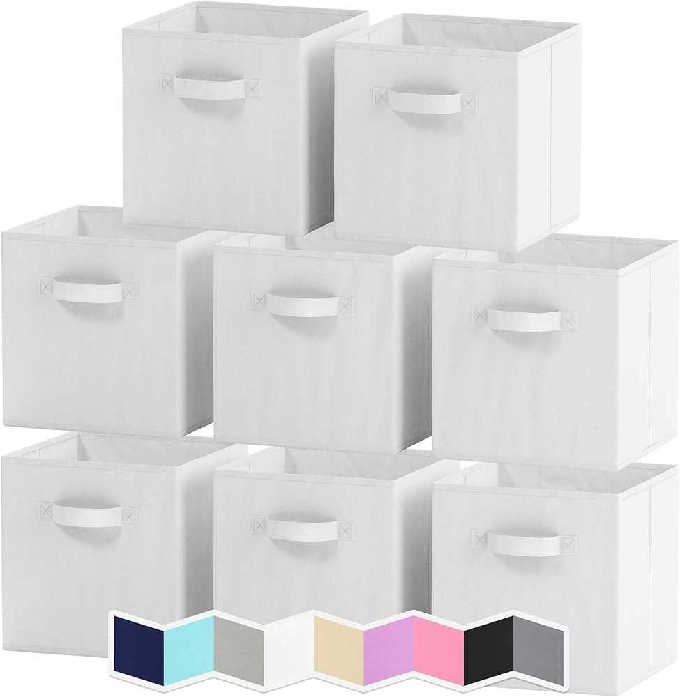 Storage Cubes - 11 Inch Cube Storage Bins (Set of 8). Fabric Cubby Organizer Baskets with Dual Ha... | Amazon (US)