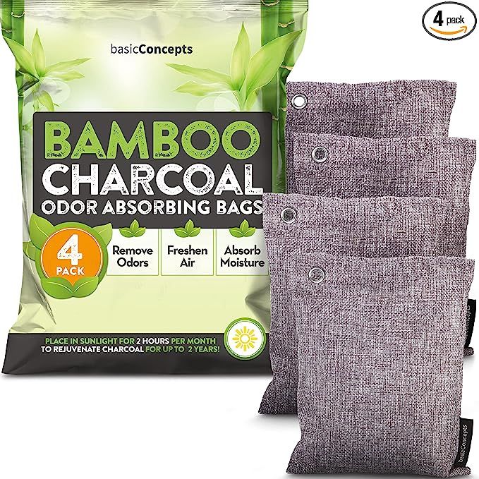Amazon.com: BASIC CONCEPTS Charcoal Bags Odor Absorber (4x200g), Eliminate Odors Naturally with B... | Amazon (US)