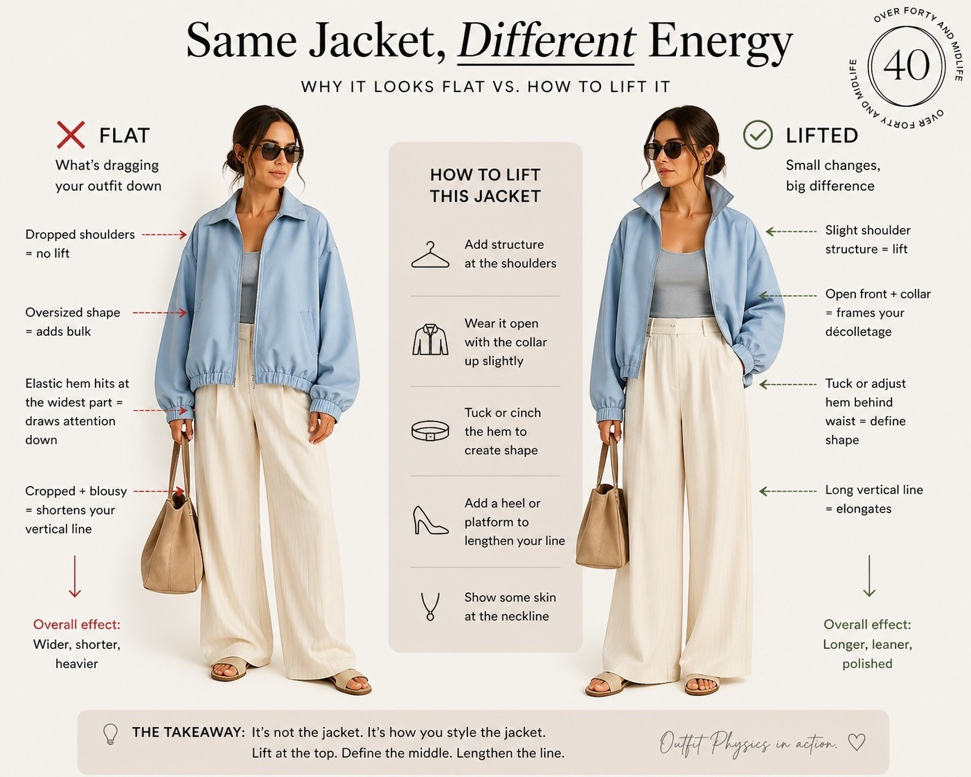  ✨Tap the bell, save and ❤️ for over 40 fashion, midlife style, midsize fashion and luxury looks for less. 

work… but falls flat.

It’s not your body
It’s the lack of structure

Lift at the top
Define the middle
Lengthen the line

That’s Outfit Physics

👑"Helping you look good, feel good!" - Lindsey Denver

Spring looks, Midlife style for real women who want to feel confident again. Over 40 fashion and over 50 style that works with changing bodies, perimenopause shifts, and real life. Think midsize fashion, Gen X style and up, body confidence, and mom outfits that feel polished, comfortable, and elevated...because style over 45 and over 50 should feel effortless, not stressful. 


#LTKMidsize #LTKOver40 #LTKPlusSize