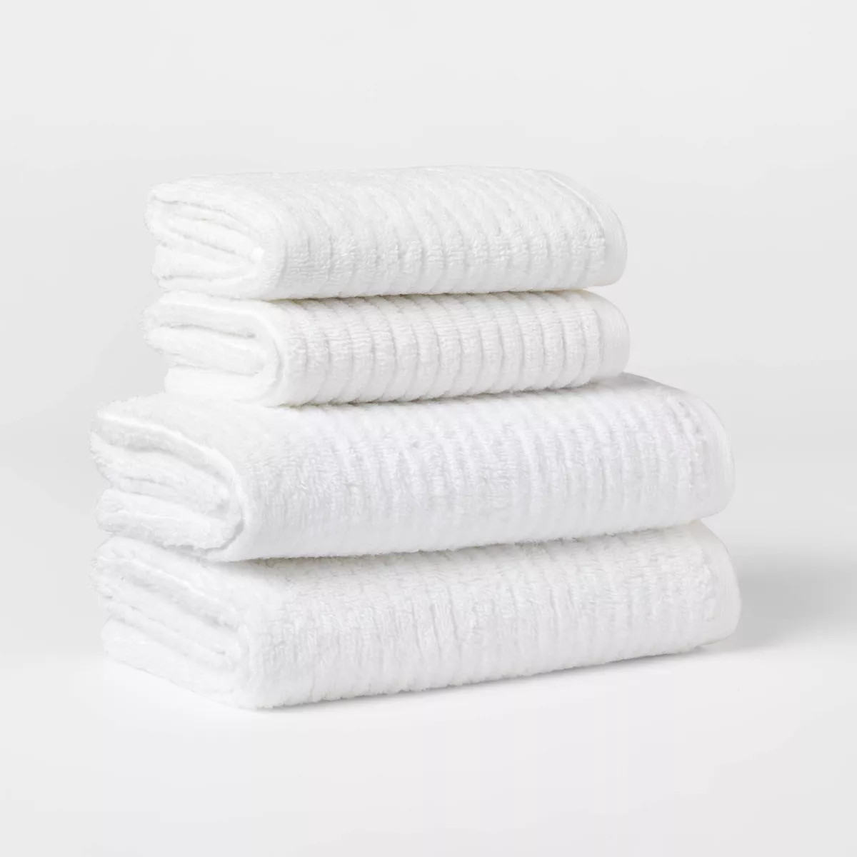 4pk Quick Dry Ribbed Hand/Wash Towel Set White - Threshold™: Cotton Terry, Midweight, OEKO-TEX ... | Target