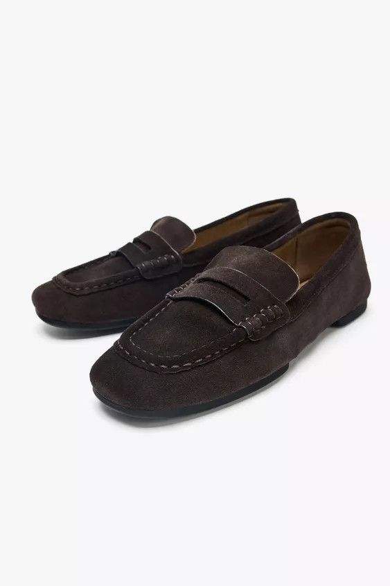 SPLIT SUEDE LOAFERS | Zara UK
