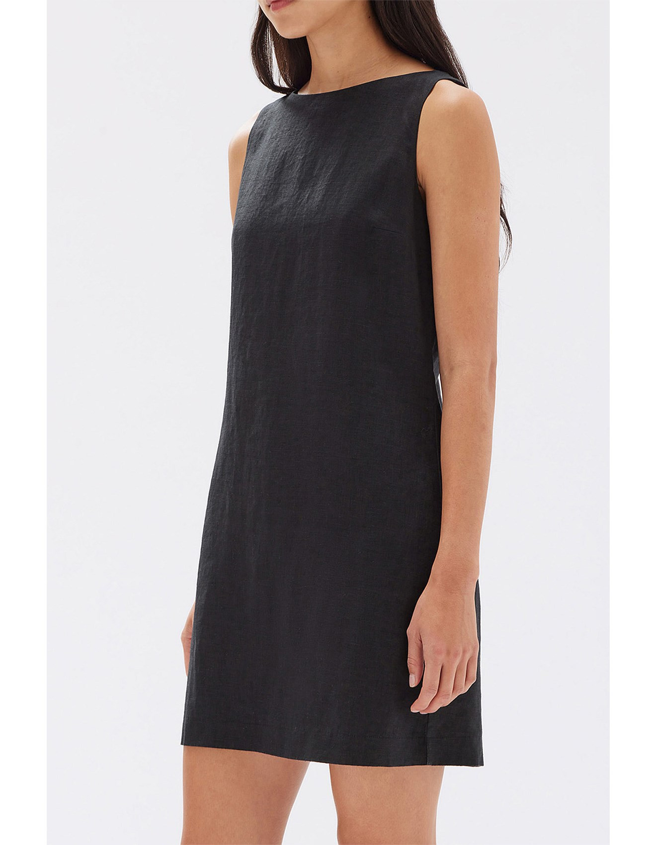 Nadine Linen Mini Dress Black | David Jones (Australia & New Zealand)