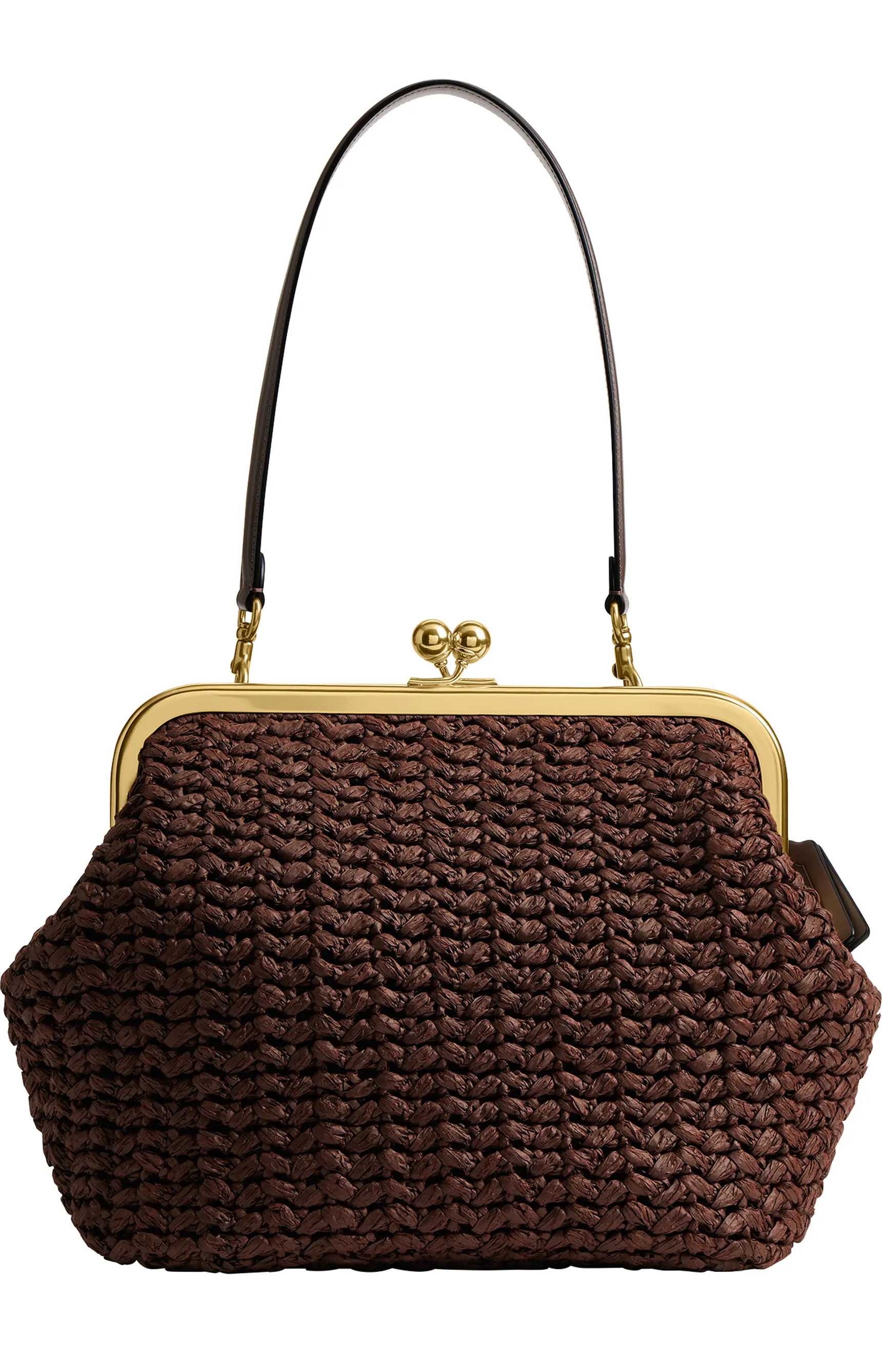Large Kisslock Woven Straw Frame Bag | Nordstrom