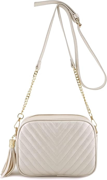 Simple Shoulder Crossbody Bag With Metal Chain Strap And Tassel Top Zipper | Amazon (US)