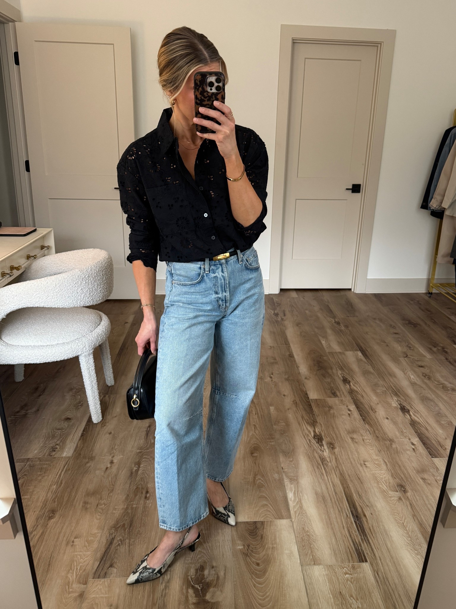 Wearing small eyelet blouse, 24 jeans (sized down), small belt, heels tts 

#LTKootd #LTKgrwm #LTKOver40