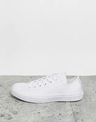 Converse Chuck Taylor All Star Ox White Leather Monochrome Sneakers | ASOS (Global)