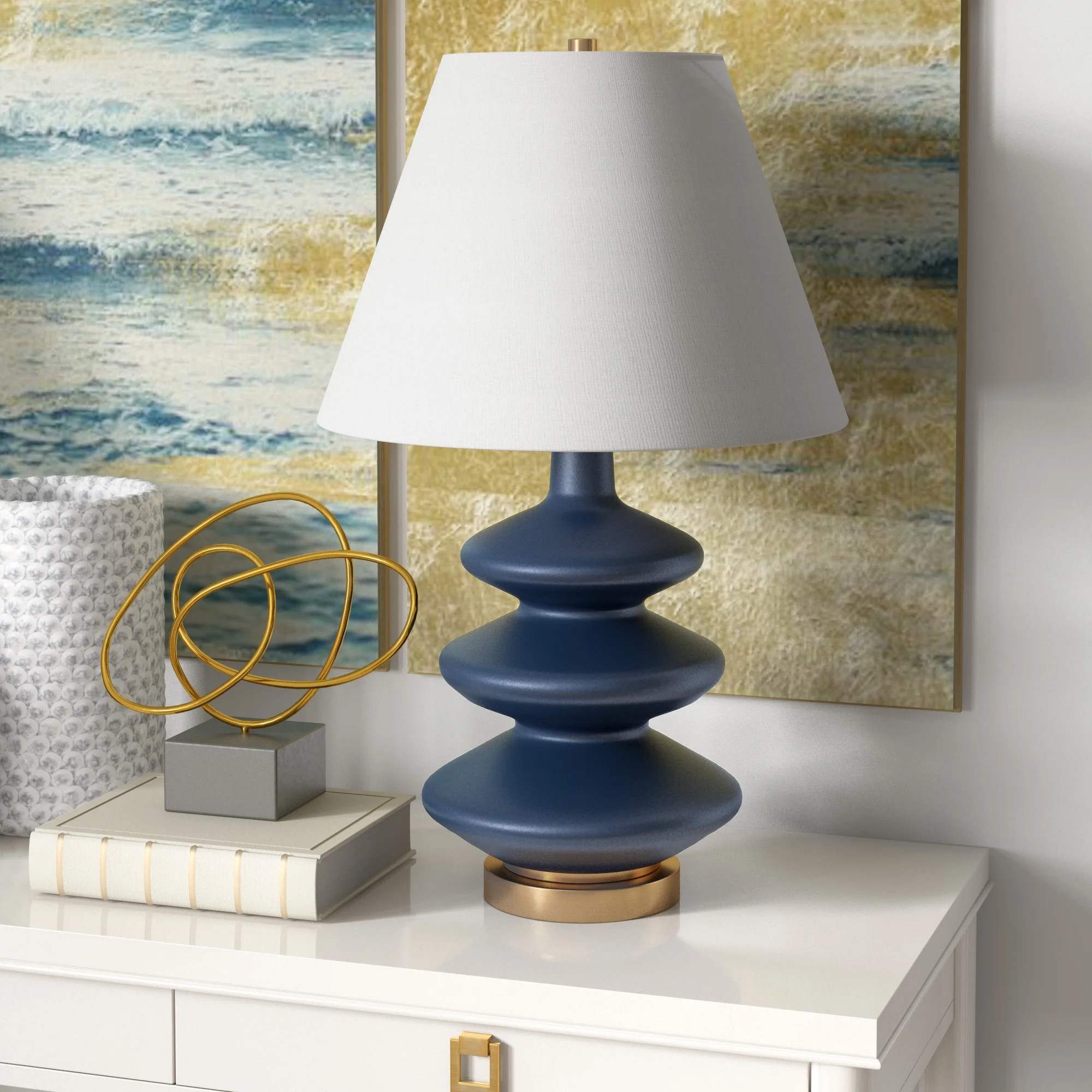 Evelyn&Zoe Contemporary Glass Triple Gourd Table Lamp | Walmart (US)