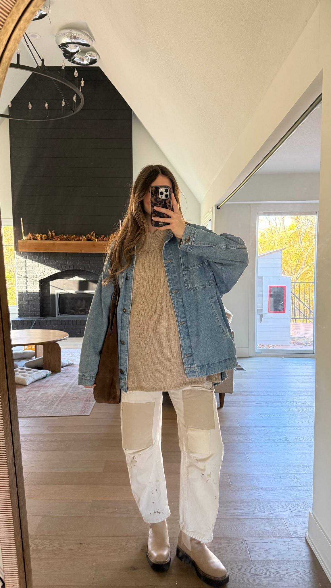 wearing a small in jacket, fits oversized! sized up in sweater but my usual small would have been fine! Jeans are pre-pregnancy tts, just have them unbuttoned for the bump! 

Fall outfit, winter outfit, bump friendly 

#LTKSeasonal #LTKBump