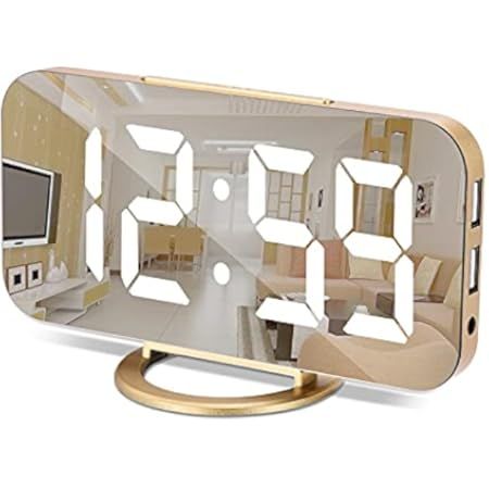 Digital Alarm Clock,7 in LED Mirrored Clocks Large Display,with 2 USB Charger Ports,Auto Dim,Night M | Amazon (US)
