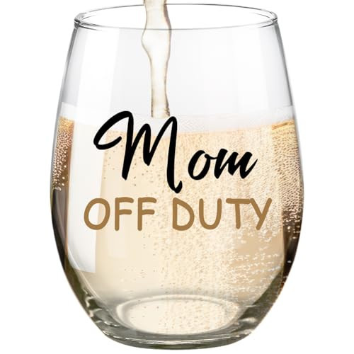 Fatbaby Mom Gifts Wine Glass,Funny Mother’s Day Christmas Birthday Gifts for New Mom Off Duty Stemless Wine Glass 15 OZ | Amazon (US)