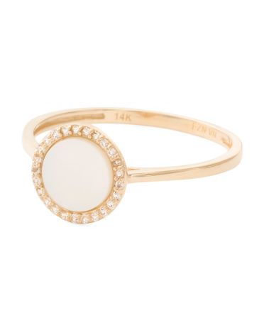 14kt Gold Mother Of Pearl And White Topaz Ring | TJ Maxx