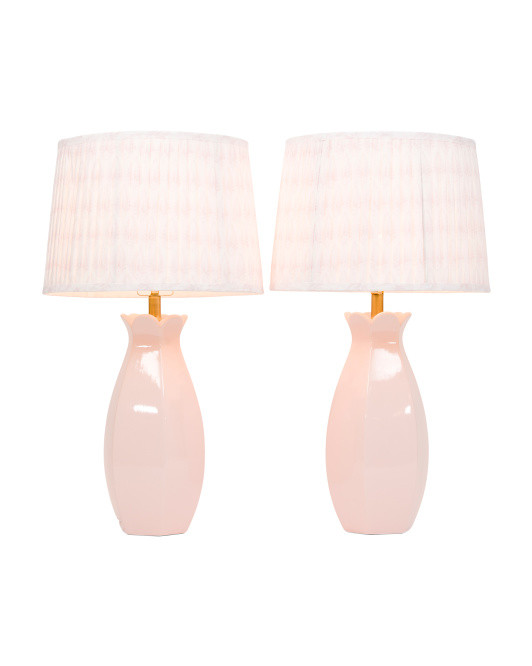 2pk 26.5in Scalloped Table Lamp With Patterned Shade | TJ Maxx