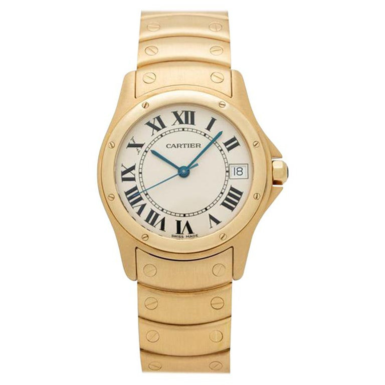 Cartier 18 Karat Yellow Gold Santos Ronde Model W20028g1 | 1stDibs