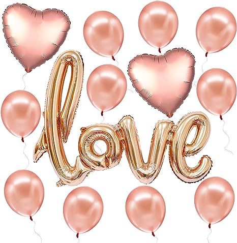 Big, Rose Gold Love Balloon Letters - 36 Inch | Rose Gold Heart Balloons, Valentines Balloons | L... | Amazon (US)