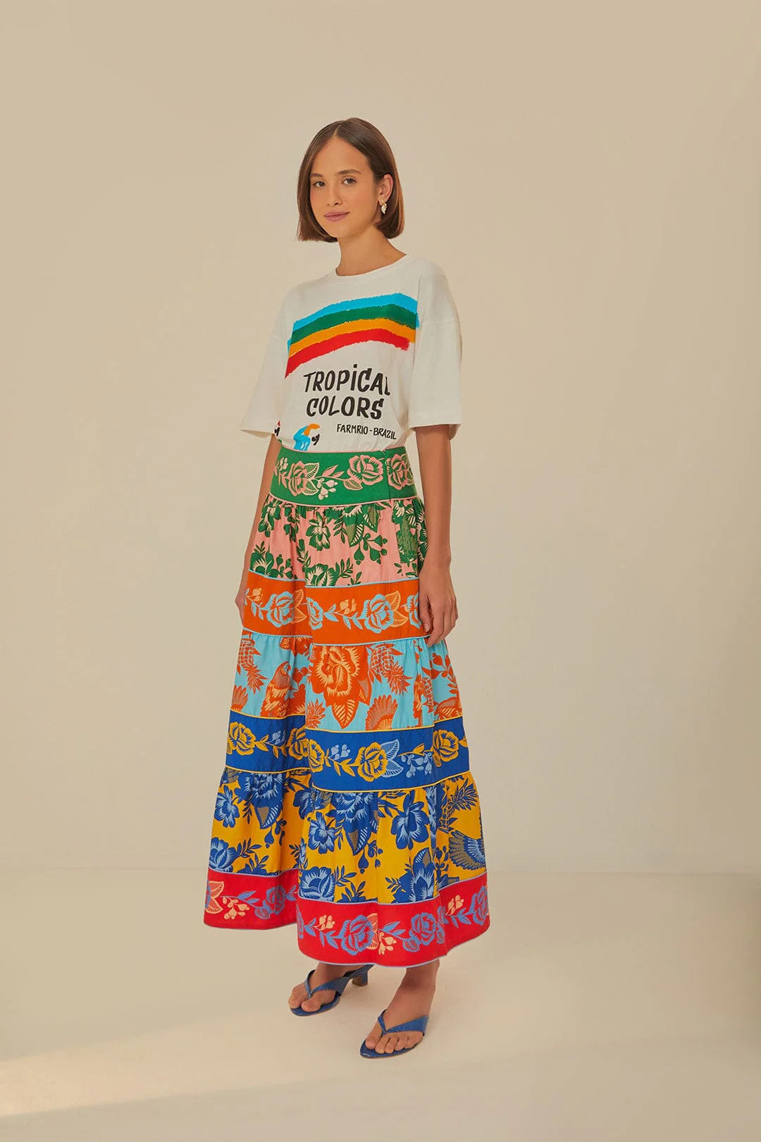 Lace Garden Tiered Maxi Skirt | FarmRio (US)