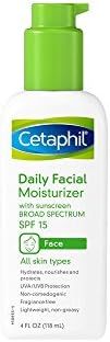 Cetaphil Daily Facial Moisturizer with Sunscreen Broad Spectrum SPF 15, Fragrance Free, 4 oz (Pac... | Amazon (US)