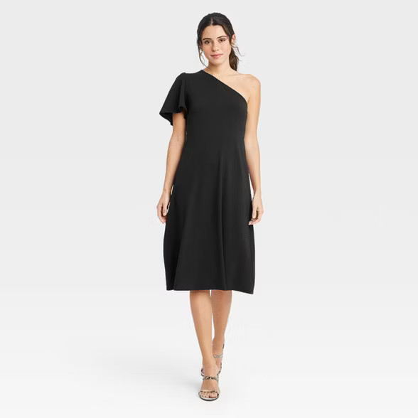 Women's One Shoulder Puff Short Sleeve Dress - Who What Wear™ | Target