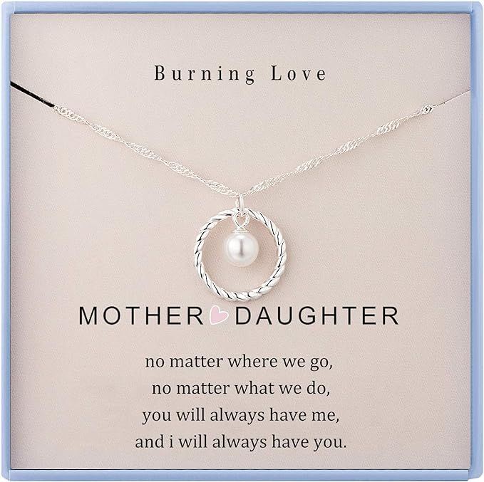 Mother Daughter Necklace Gifts for Mom from Daughter Sterling Silver Circle Necklace for Women Ch... | Amazon (US)