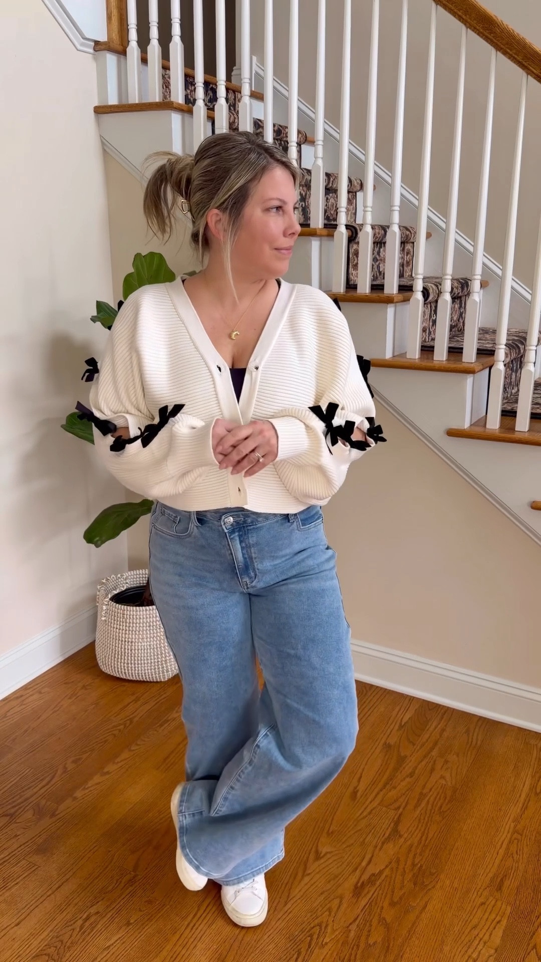 Proof that bows can be comfy too. And a good pair of jeans you actually feel good in? Non-negotiable. Dress this up with a pair of heels and you’re still living your best cozy girl life.

#LTKootd #LTKWorkwear #LTKgrwm