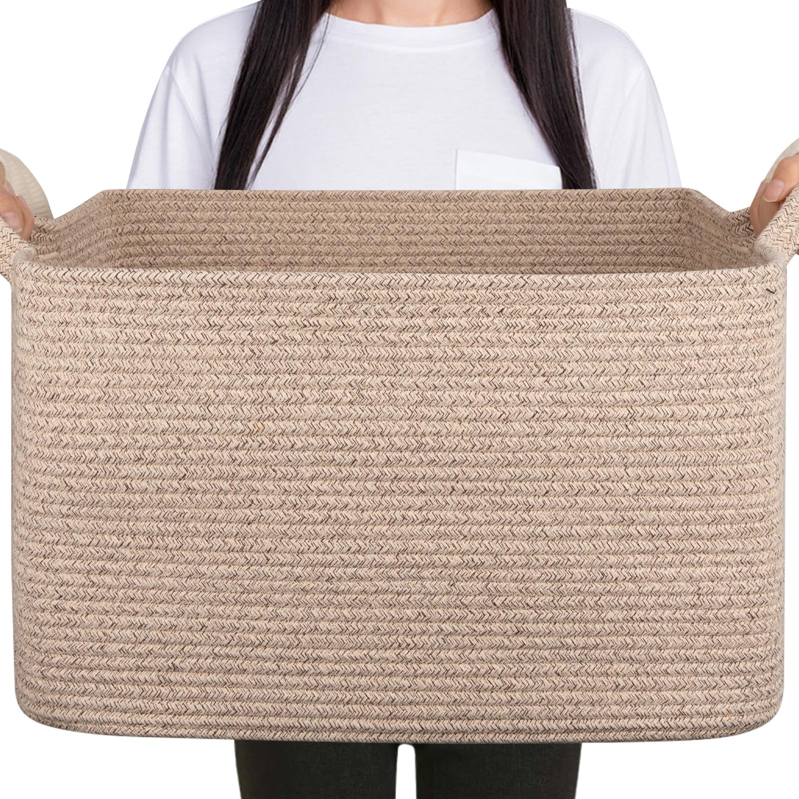 65L Blanket Basket for Living Room, Storage Basket for Organizing, Toy Basket for Nursery, Woven ... | Amazon (US)