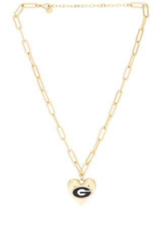 BaubleBar University Of Georgia Statement Heart Necklace in Black & Gold from Revolve.com | Revolve Clothing (Global)