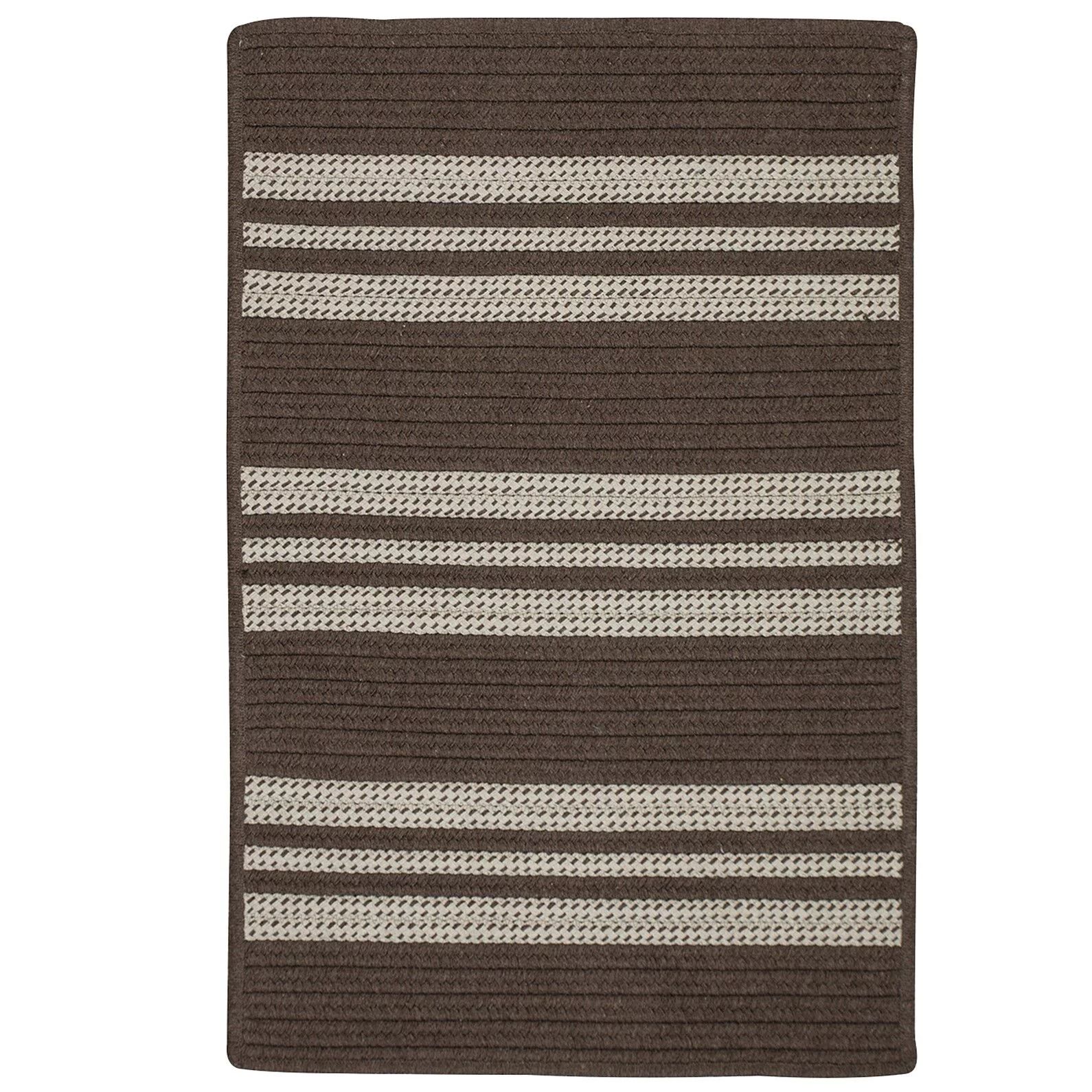8' x 10' Brown Striped Handmade Braided Rectangular Area Throw Rug | Walmart (US)