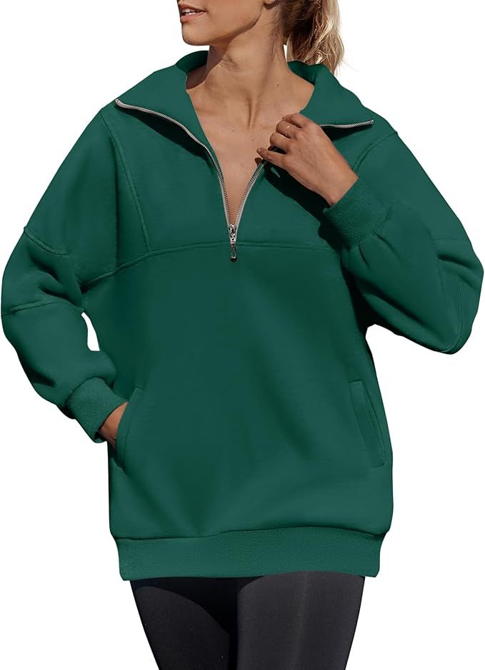 ZESICA Women's 2023 Oversized Half Zip Sweatshirt Long Sleeve Quarter Zip Pullover Y2K Hoodies To... | Amazon (US)