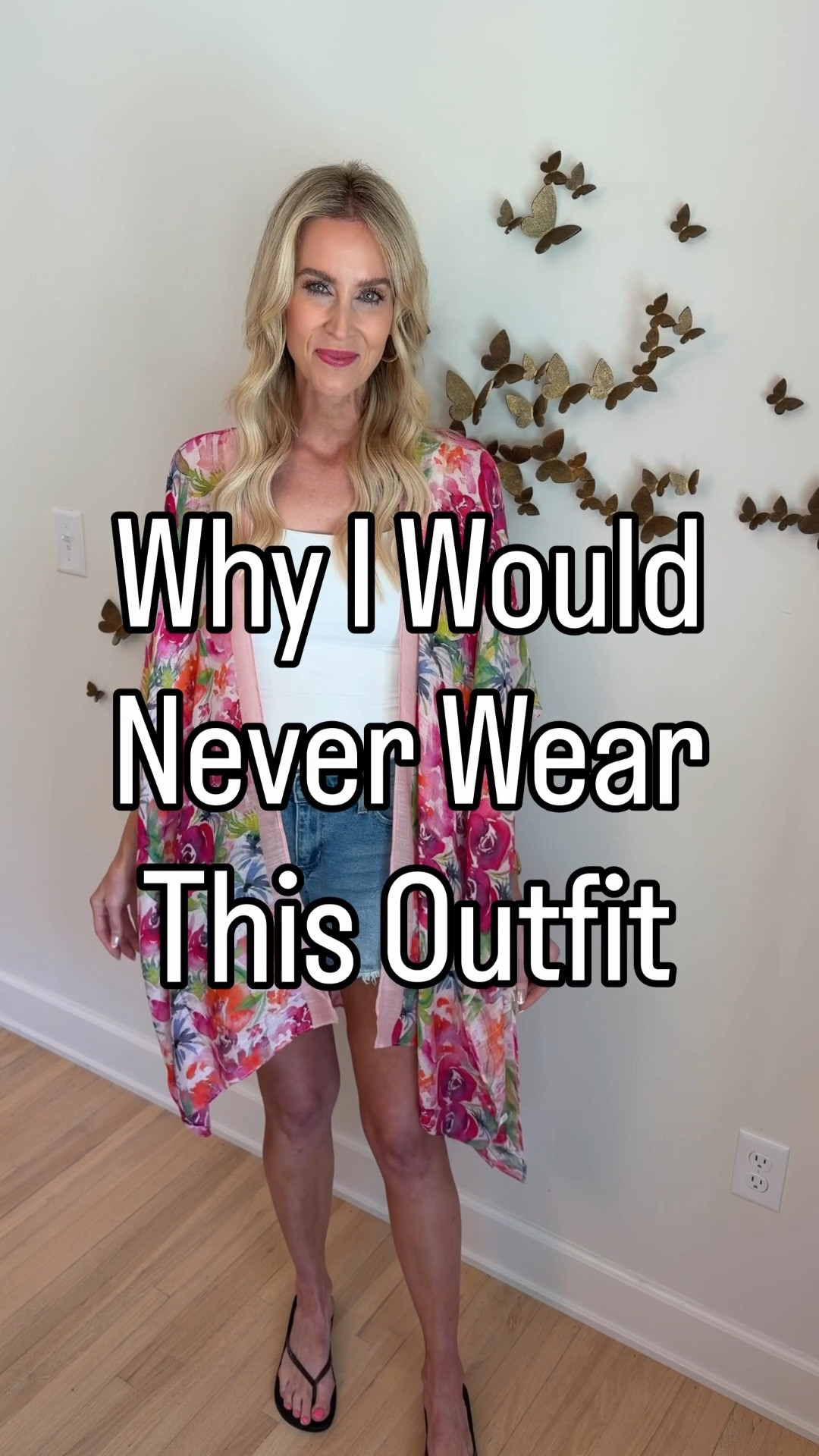 I would never wear this outfit and half the easily update it! a modern update to a cutoff jean shorts and kimono outfit ￼