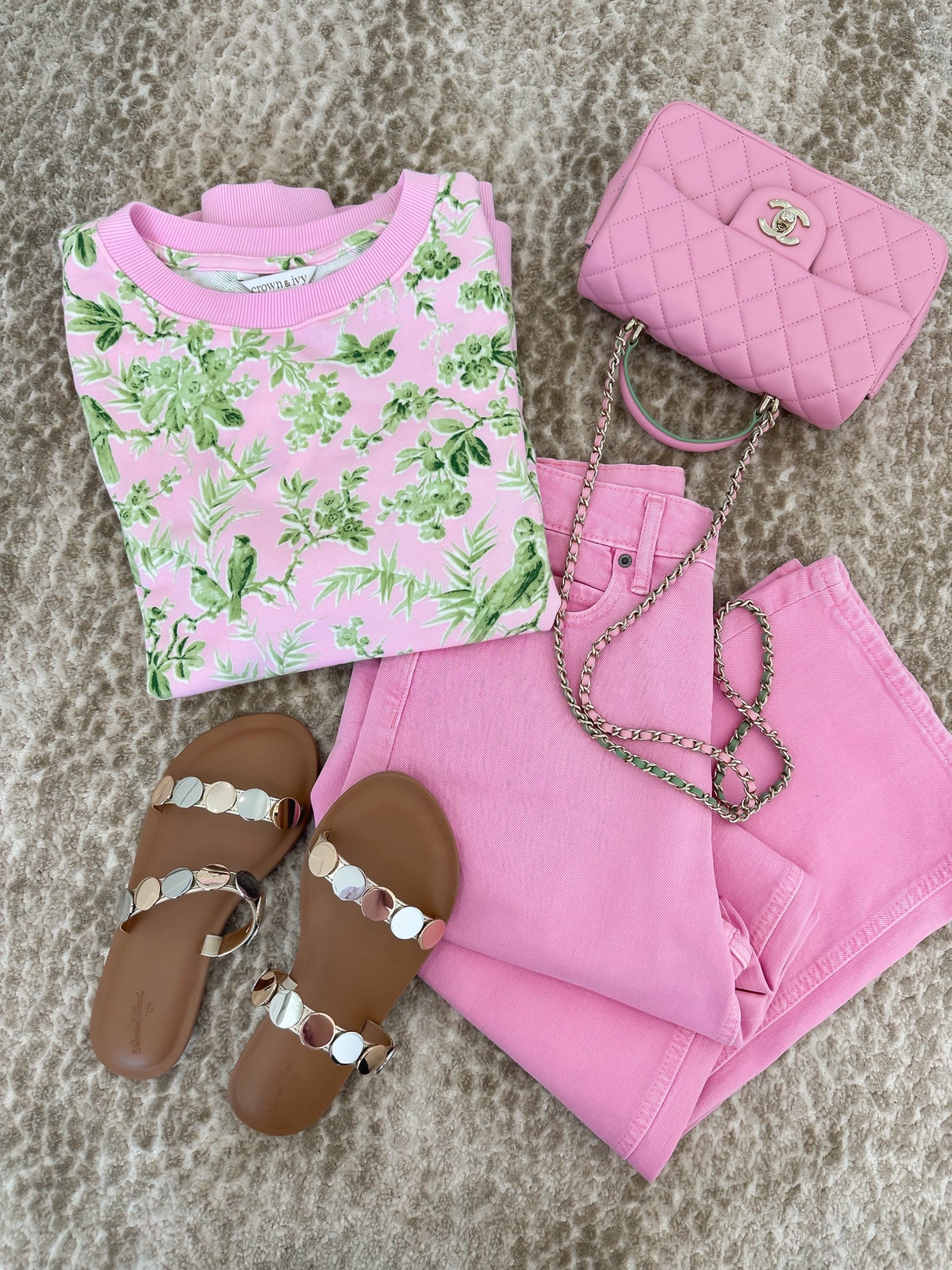 Jeans run TTS! 
Wearing size small in sweatshirt. 
Target sandals - on sale! 

#LTKSaleAlert #LTKShoeCrush #LTKFindsUnder50