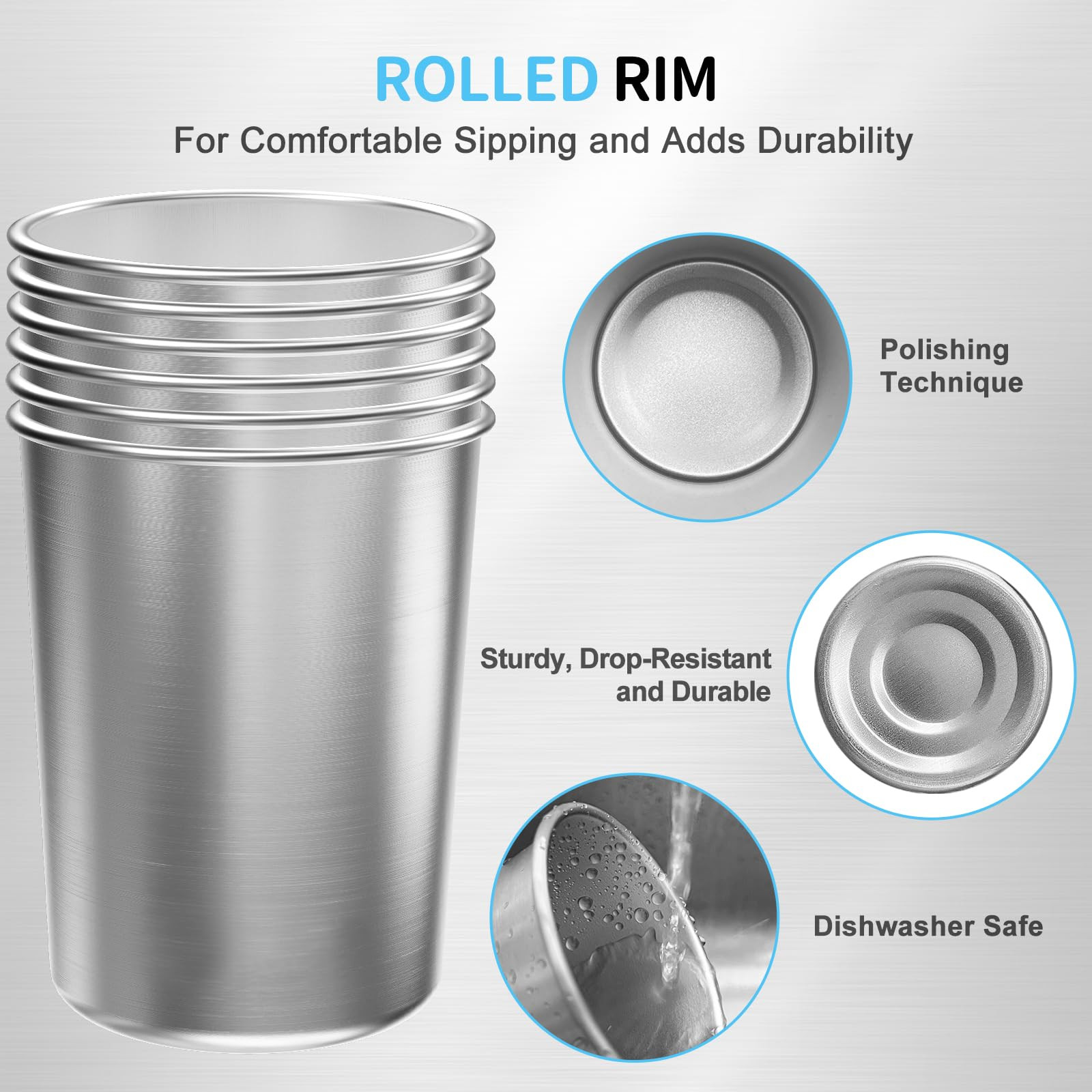 Stainless Steel Cups for Kids 7.8oz/230ml (6 Pack), Stainless Steel Tumbler, Kids Cups, Camping S... | Amazon (US)