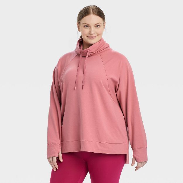 Women's French Terry Funnel Neck Tunic Sweatshirt - All in Motion™ | Target