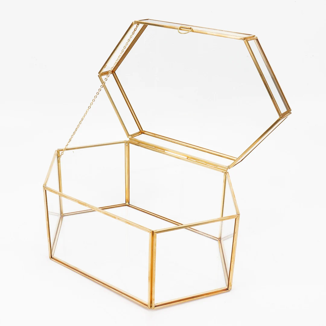 Card and Gift Holder Golden Brass Glass Cards Box for - Etsy | Etsy (US)