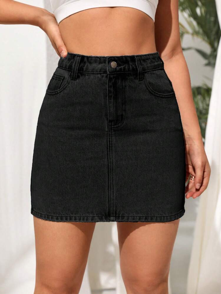 High Waist Denim Skirt
       
              
              $16.49        
    (100+)
        $15... | SHEIN